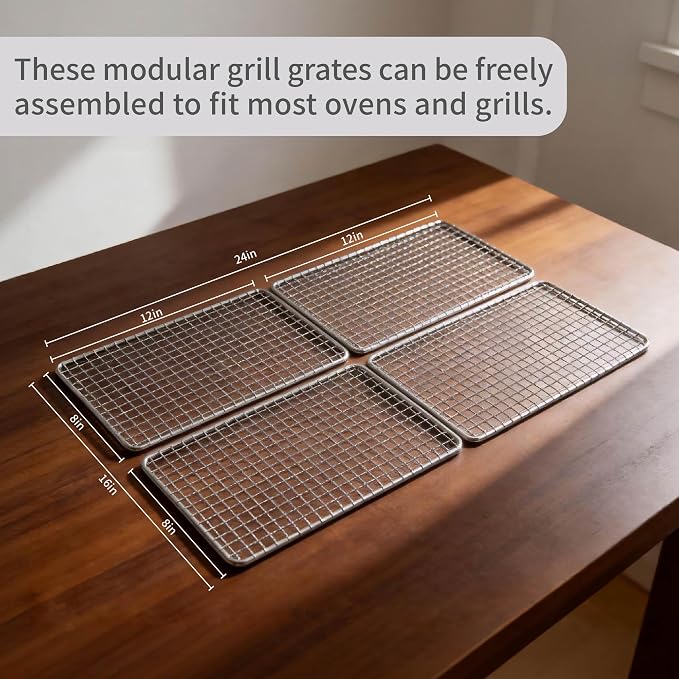 Disposable Grill Rack Grids,Stainless Steel BBQ Roasting Rack or Baking,Cooling Rack,Oven Dishwasher Safe,For Oven and outdoor Barbeque (12, 12 "x 8")
