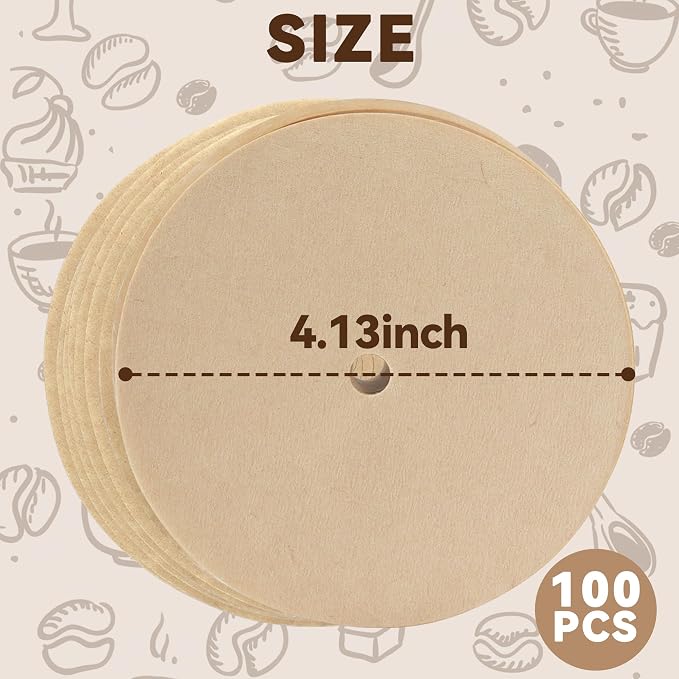 100 Pcs Paper Filters for Ziruma French Press 34 Oz, Pre-punched Holes | Percolator Filters for Mueller French Press Coffee Maker 34 Oz, Natural Unbleached Material, Smooth Water Flow