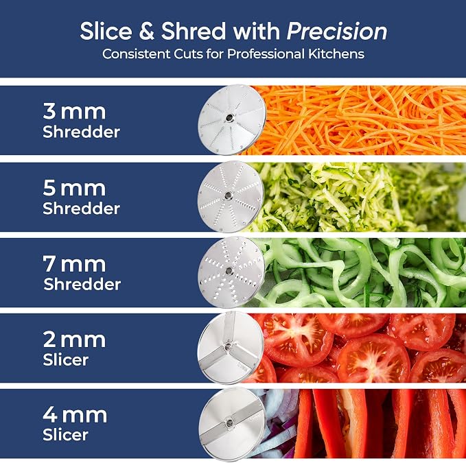 TK Commercial Vegetable Chopper 750W - 5 Discs for Food Processing - NSF