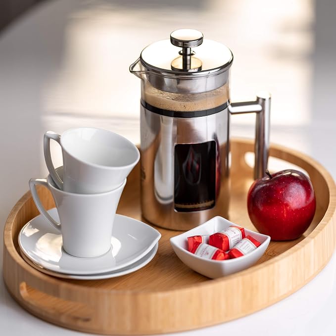 34 Ounce French Press Coffee Maker with Stainless Steel 18/8 frame, 1 Litre Heat Resistant Borosilicate Glass Carafe includes 2 extra French Press Filters and 1 Coffee Spoon