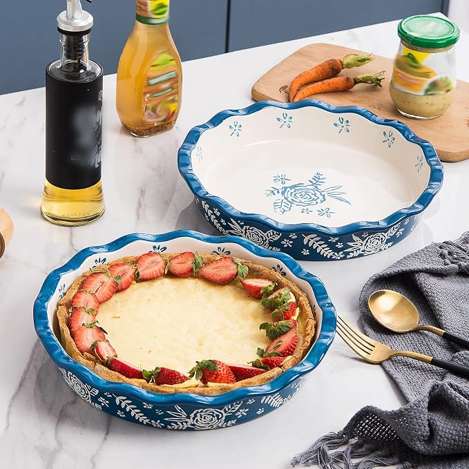 Wisenvoy Pie Pan Ceramic Pie Dish Pie Plate Deep Dish Pie Pan Non-Stick Pie Pans for Baking Pie Pans Pie Dishes