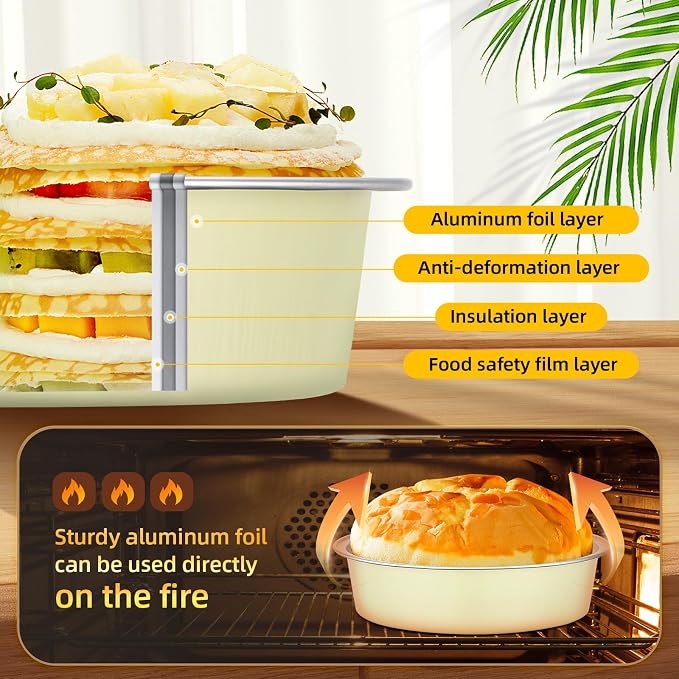Beasea Disposable Tart Pans with Lids, 120 Pack 7.3oz Mini Pie Tins Creme Brulee Ramekins Aluminum Foil Pie Tart Cake Baking Pans Tins Cheesecake Containers for Birthday Party - Sage Green