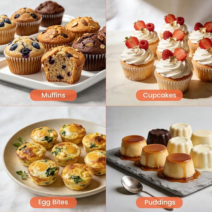 Silicone Muffin Pans for Baking with Metal Frame, 12-Cup Silicone Cupcake Pan, Egg Bite Silicone Mold, Nonstick, BPA Free, Oven & Dishwasher Safe