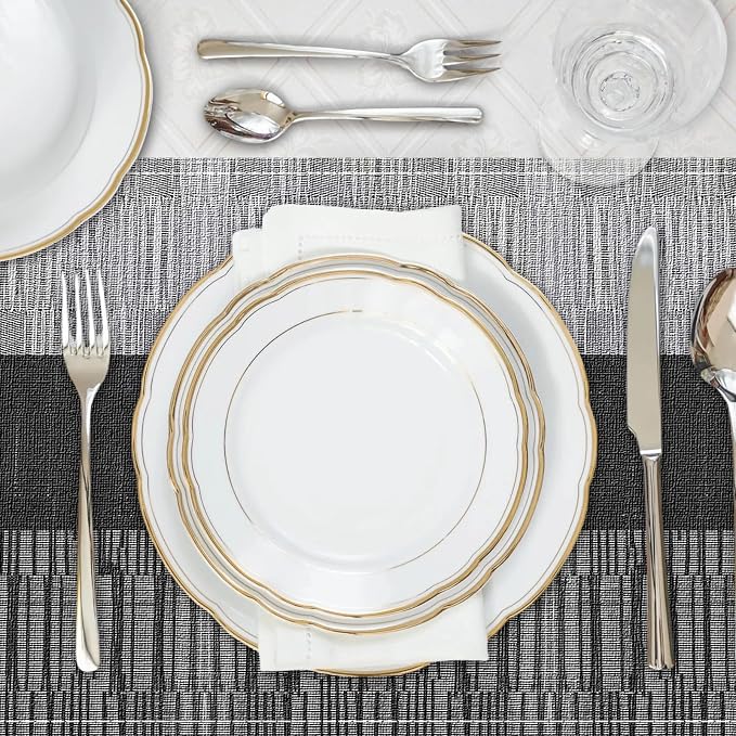 Black Halloween Placemats Set of 6, 12x18 Inch Washable Easy to Clean Heat-Resistant Anti-Skid Indoor Outdoor Table Mats for Holiday Party Kitchen Dining Room Decoration