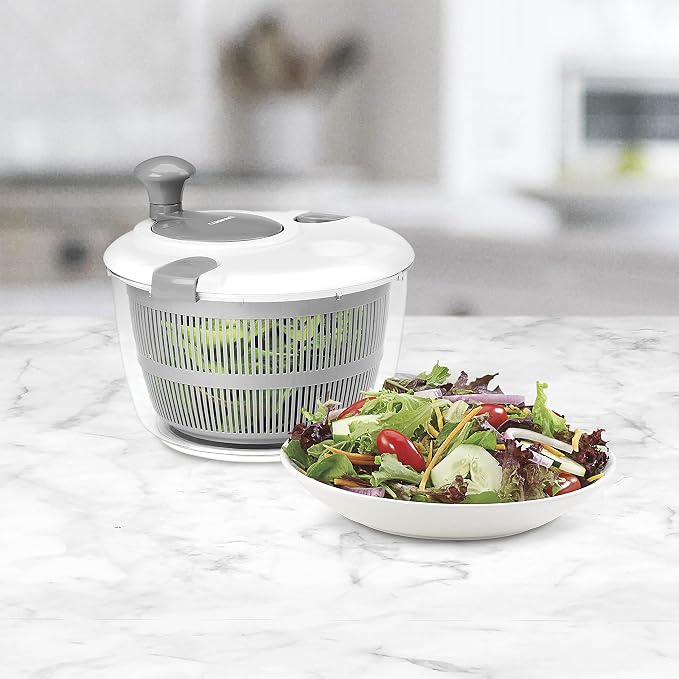 Cuisinart Large Salad Spinner- Wash, Spin & Dry Salad Greens, Fruits & Vegetables, 5qt, CTG-00-SASG Grey