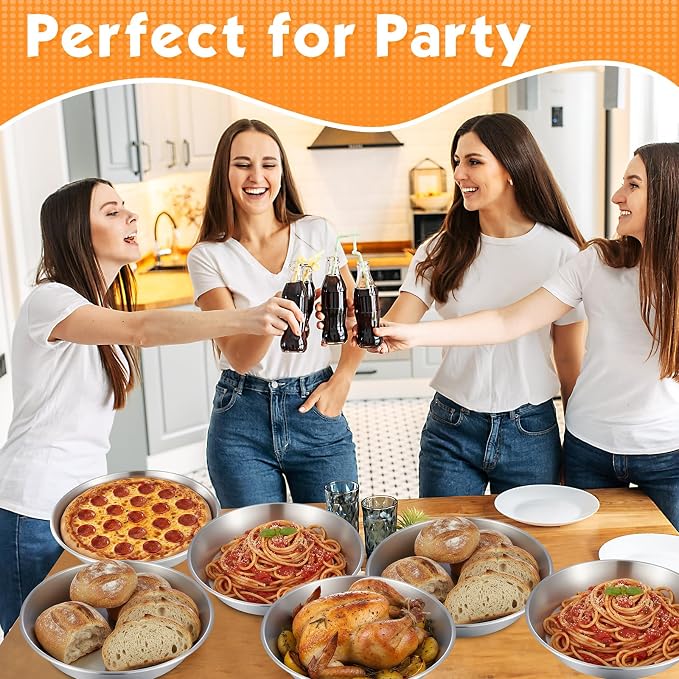 3 Pcs Deep Stainless Steel Pie Pan Set - Thickened Metal Baking Pans for Oven, Rust Proof Pie Plates for Kitchen(9.5 Inches,Standard Version)