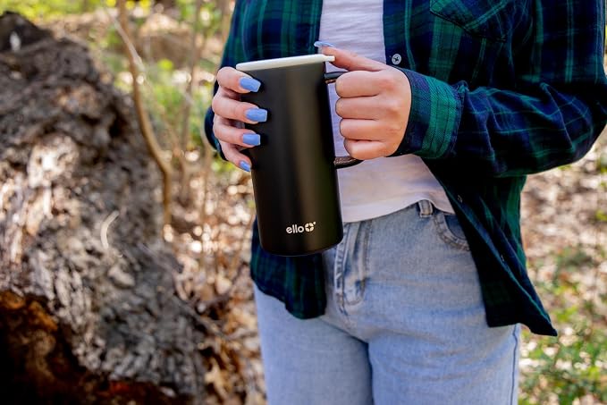 Ello Campy 18oz Insulated Stainless Steel Travel Mug with Handle, Matte Black