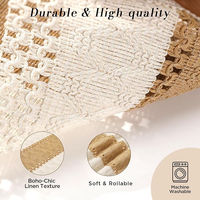 Placemats Set of 8 - Rattan Round Place Mats & 11.8” x 17” Cotton Braided Placemat for Dining Table Setting, Rustic Farmhouse Boho Wedding Decor, Wicker Woven Charger Dinner Plates, 16Pcs