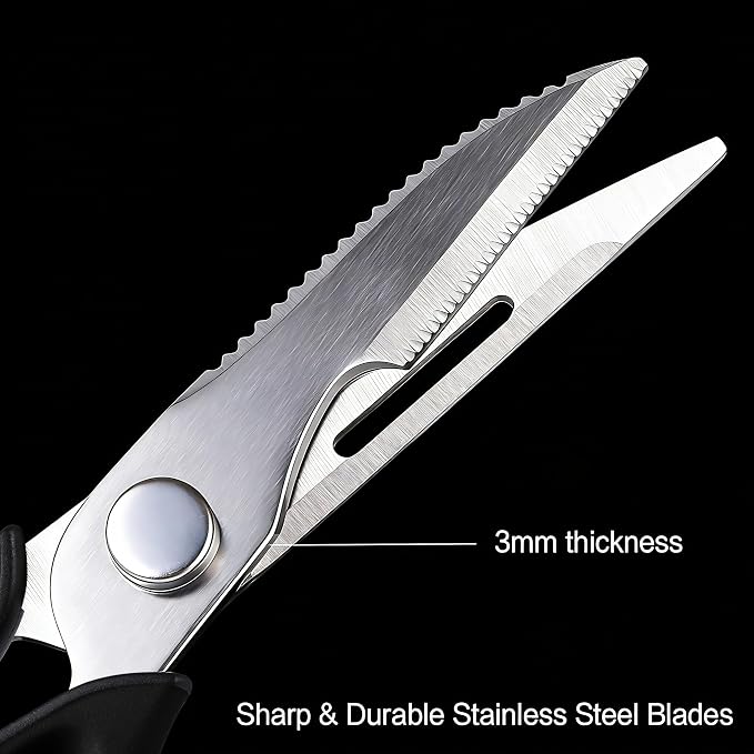 Come Apart Kitchen Scissors for Food, All Purpose Kitchen Shears (Black) | Easy to Clean, Detachable Blade, Comfort Grip, Multi Functional Cooking Scissors for Meat, Poultry, Fish
