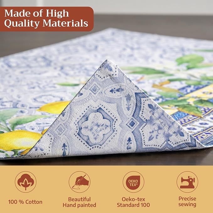 Maison d' Hermine Placemats Set of 4 Reusable 100% Cotton (13"x19") | Cloth Place Mats Washable Table Mats for Kitchen Dining Party Wedding Hotel Home Restaurant Spring Summer - Citrus