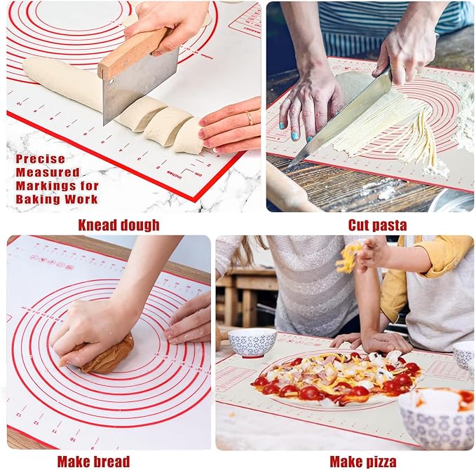 ANIS·KEBBR 24x16 Non-Stick Reusable Silicone Baking Mat With Measurements