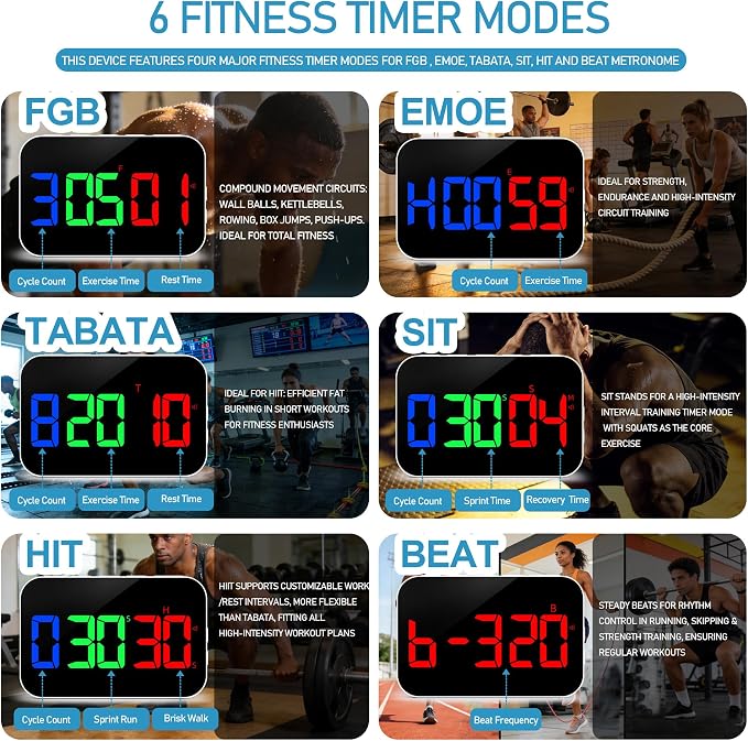Kitchen Digital RGB Timer, Count Down Up, Rechargeable, Vibration Mode Adjustable Volume and Brightness LED Display, Time Management Cook
