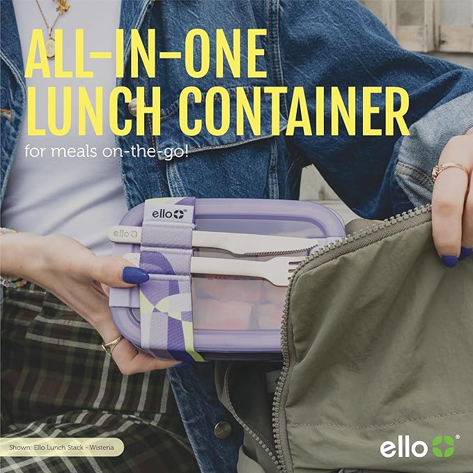 Ello Lunch Stack Bento Box Plastic Food Containers, 2 Pack, Raspberry | Leakproof bento box food containers, 2 pack. BPA-free, great for meal prepping, school & office lunches, and leftovers.