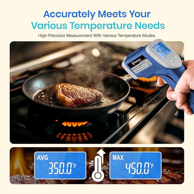Etekcity Infrared Thermometer Laser Temperature Gun 774, Blue | Cooking, Pizza Oven, Griddle, BBQ, Meat, HVAC, Engine, Adjustable Emissivity, MAX Display, Surface Measurement