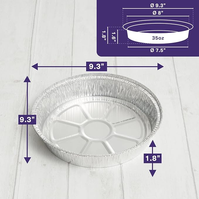 MATANA 40 Pack 9 Inch Round Aluminum Foil Pie Pans with Lids, Pie Tins Disposable for Cinnamon Rolls, Baking Tarts & Cakes, Pie Pan For Cooking, Storage, Roasting & Reheating