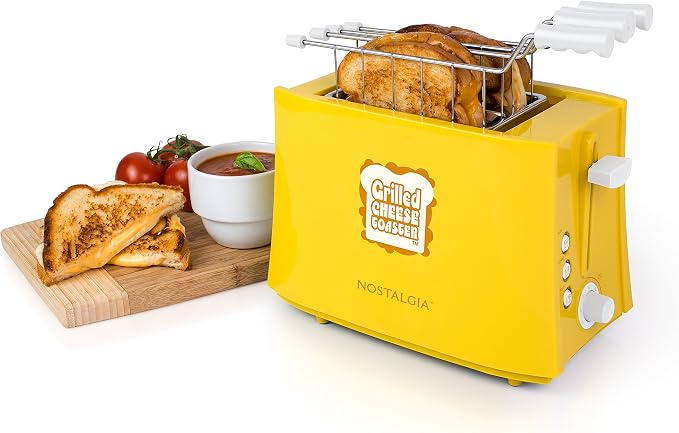 Nostalgia Grilled Cheese Toaster with Easy-Clean Toaster Baskets and Adjustable Toasting Dial with Wide Slots