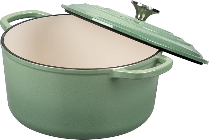 Enameled Cast Iron Dutch Oven Pot with Lid, for Sourdough Bread Baking, Round Dutch Ovens, 6 Quart, Sage green