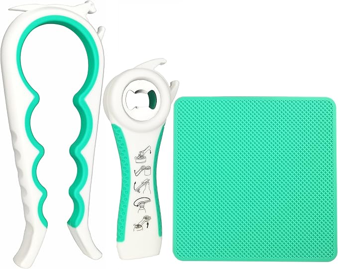 Jar Opener for Weak Hands, 5 in 1 Bottle Opener for Seniors with arthritis | Multifunctional Adjustable Lid Opener with Non-Slip Rubber Gripper Pad – Effortlessly Opens Jars, Bottles & Pop-Top Cans