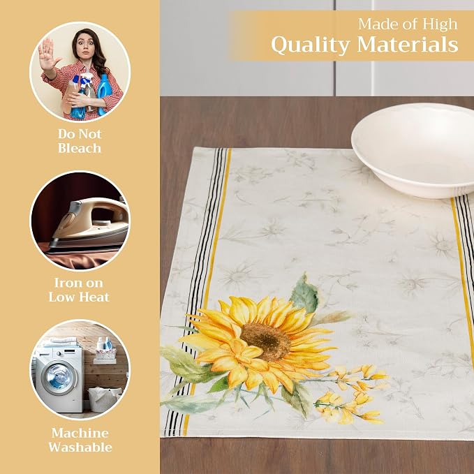 Maison d' Hermine Placemats Set of 4 Reusable 100% Cotton (13"x19") | Cloth Place Mats Washable Table Mats for Kitchen Dining Party Wedding Hotel Home Restaurant Spring Summer - Candice