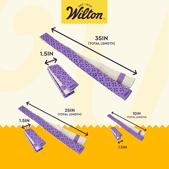 Wilton Bake-Even Cake Pan Strips, Evenly Baked, 6-Piece Set | Absorbent Cake Pan Strips Prevent Domed Tops & Cracked Edges, 6-Piece Set Fits Multiple Pan Sizes for Evenly Baked Cakes