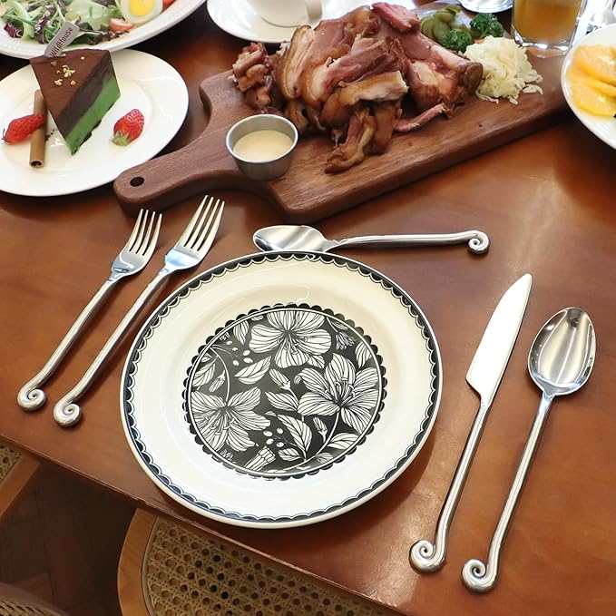 18/10 Stainless Steel Flatware, Silverware Set Combo with Musical Note Tail Design, Dishwasher Safe, 40-Piece Cutlery Service for 8, Daily Use & Dinner Party