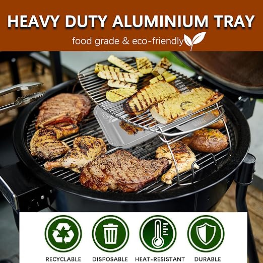 Aluminum Drip Pans for Weber - Disposable Foil Grease Trays Compatible with Weber Grills Spirit Gas Grills, Q Grills, Genesis and Genesis II LX 200 300 Series, Replacement Liners 8.5" X 6", 20 Pack