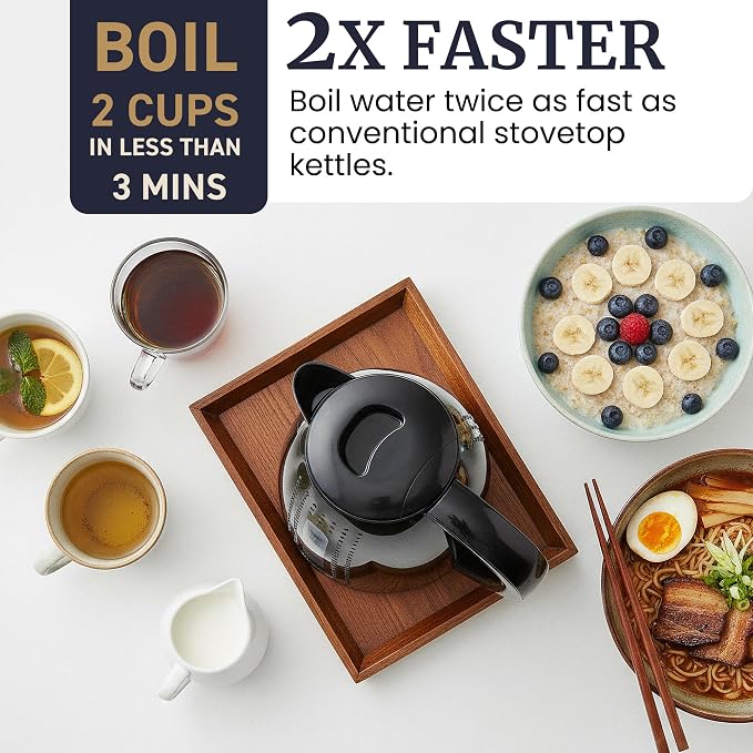 Elite Gourmet EKT5051 1.7L Electric Water Kettle, BPA-Free Fast Boil, Black | Auto Shut-Off, Boil-Dry Protection, 360° Swivel Base Cordless Serving, Clear-View Water Level Window