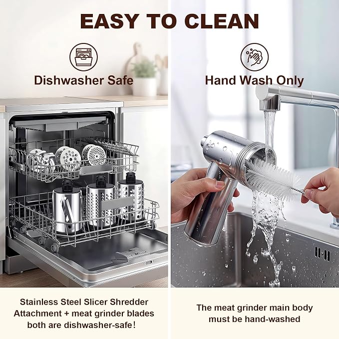 HOZODO Meat Grinder & Cheese Grater Attachments for KitchenAid Mixer | 2-Pc Set with Stainless Steel Slicer Shredder & Food Grinder, Kitchen Aid Accessories and Attachments