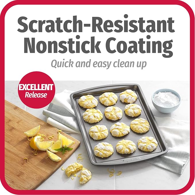 GoodCook Everyday Baking Sheet Set Nonstick Carbon Steel Standard-Sized Cookie Sheets for Even Baking, Bakeware Set Includes 3 Pans with Scratch-Resistant Finish, 13x9-Inch, Gray