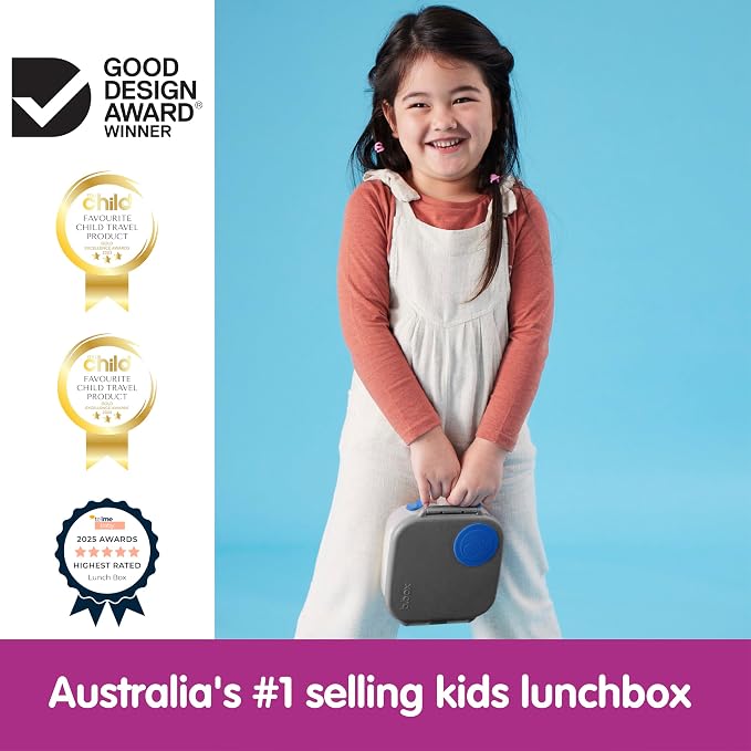b.box Mini Lunch Box 2-Pack, Snack Containers for Kids, Lunch Box Kids | Bento Box for Kids, Sanck Box, Lunch Containers, Leakproof, Dishwasher Safe, PFAS + BPA Free, Ages 3+ — Lemon + Slate