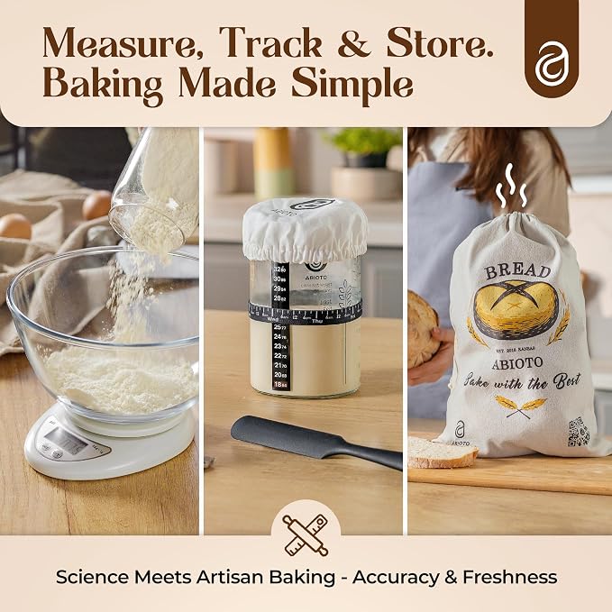 Sourdough Starter Kit with Dutch Oven and Scale - Complete Sourdough Kit with Proofing Baskets, 34oz Jar, Slings, and Other Premium Bread Making Tools - Perfect Baking Gifts for Women, Men, and Bakers