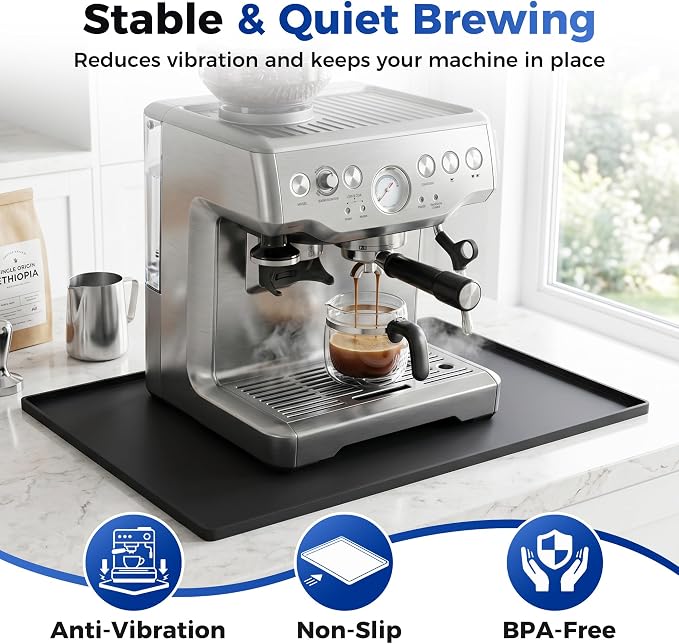 Golener Coffee Bar Mat, Silicone Coffee Mat with Raised Edges, 24"x16" | Coffee Mat for Countertop, Waterproof Coffee Station Mat, Dish Drying Mat Under Rack, Heat Resistant Coffee Machine Mat,Black