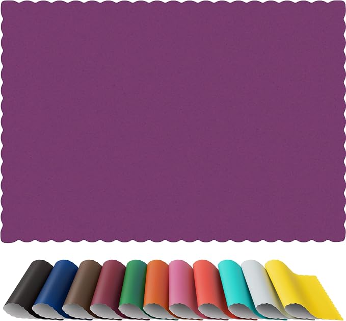 Paper Placemats - Disposable - Scalloped Edge (100, Purple)