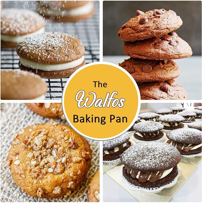 Walfos Silicone Whoopie Pie Baking Pans, 2 Pcs Non-Stick Muffin Top Pan. Food Grade and BPA Free Silicone, Great for Muffin, Eggs, Tarts and More, Dishwasher Safe