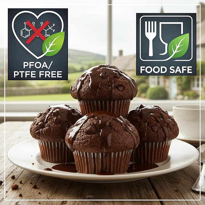 Wrenbury Jumbo Muffin Pan 4" Cup - Nonstick XL Deep Muffin Pan for Baking | 6 Cup - Oversized Extra Large Cupcake Mold - Dishwasher Safe - PTFE Free - 446°F Oven Safe