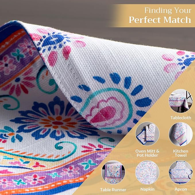 Maison d' Hermine Placemats Set of 4 Reusable 100% Cotton (13"x19") | Cloth Place Mats Washable Table Mats for Kitchen Dining Party Wedding Hotel Home Restaurant Spring Summer - Indian Floral