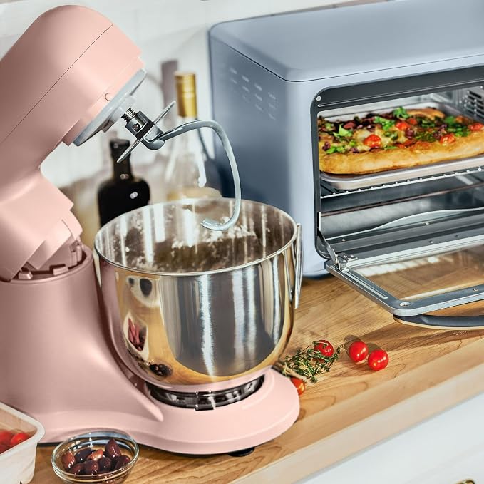 5.3 Qt Stand Mixer, 300W Electric Kitchen Mixer with 12 Speeds, Tilt Head Design, Stainless Steel Bowl, Dough Hook Whisk Beater Splash Guard (Rose)