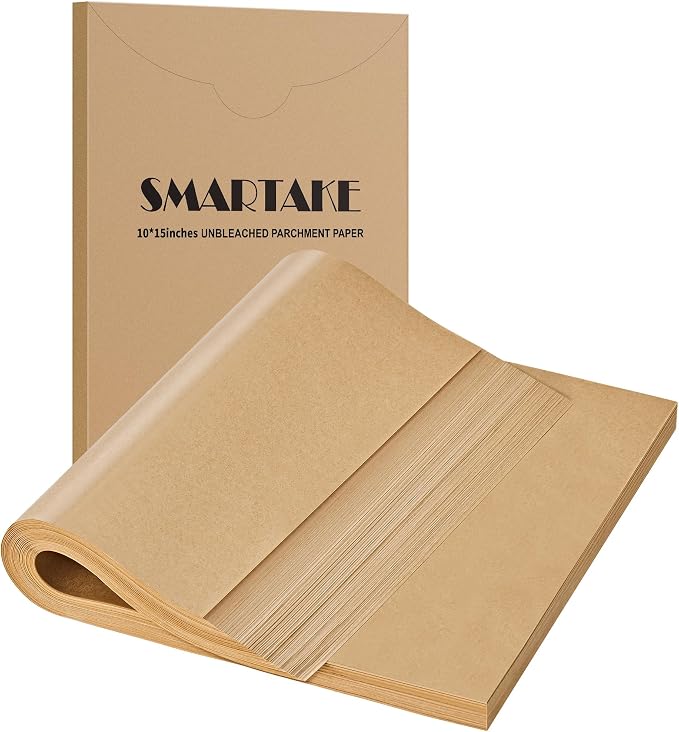 SMARTAKE 200 Pcs Parchment Paper Baking Sheets, 10x15 Inches, Non-Stick | Unbleached Pre-Cut Greaseproof Baking Parchment, Oven Safe up to 450°F, for Grilling Frying Steaming Bread Cup Cake Cookies
