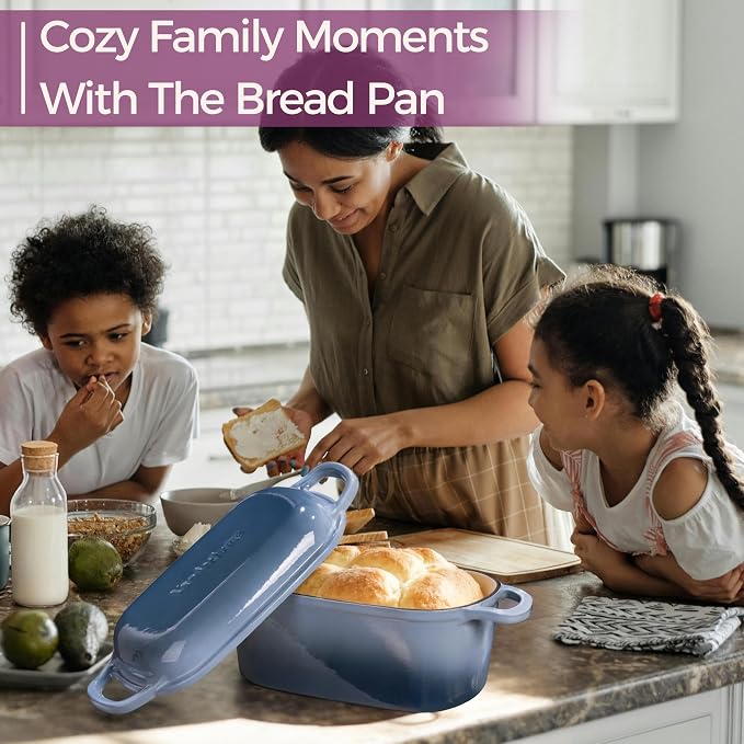 4.6-Quart Oval Dutch Oven for Bread Baking | 2 in 1 Enameled Cast Iron Bread Pan with Lid, Sourdough Baking Pan for a Crispy Crust, Seasalt