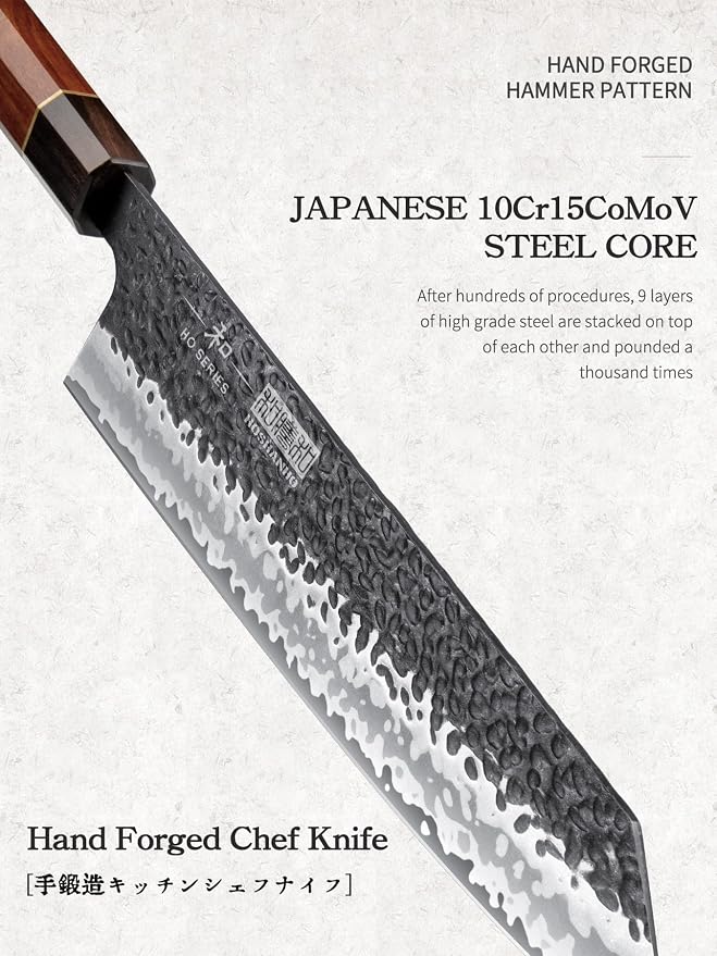 HOSHANHO 9 Inch Kiritsuke Chef Knife, Japanese Hand Forged Kitchen Knife | 9 Layers 10Cr15MoV High Carbon Steel Chef's Knives, Professional Cooking Knife with Ergonomic Rosewood Handle