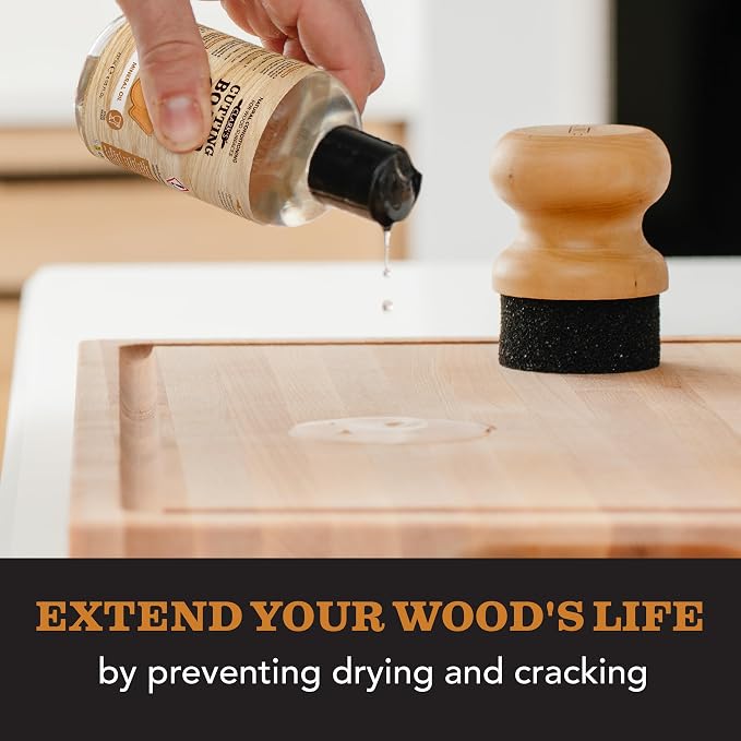 CLARK'S Food Grade Mineral Oil 8 oz, Butcher Block Conditioner - Unscented | Mineral Oil for Wood Cutting Boards, Butcher Blocks, Utensils, Lubricant for Knives. Soak for 3 Hours & Reapply Every 4 Weeks