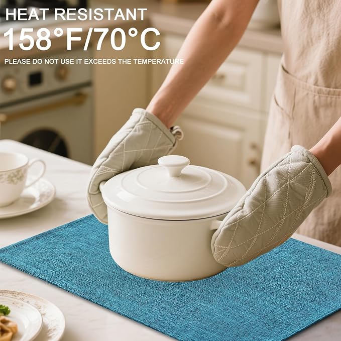 Homaxy Cloths Placemats for Dining Table Set of 4, 13" x 19", Teal | Heat Resistant, Washable, Cotton Linen Blend Table Mats, Easy to Clean Place Mats, Indoor Outdoor