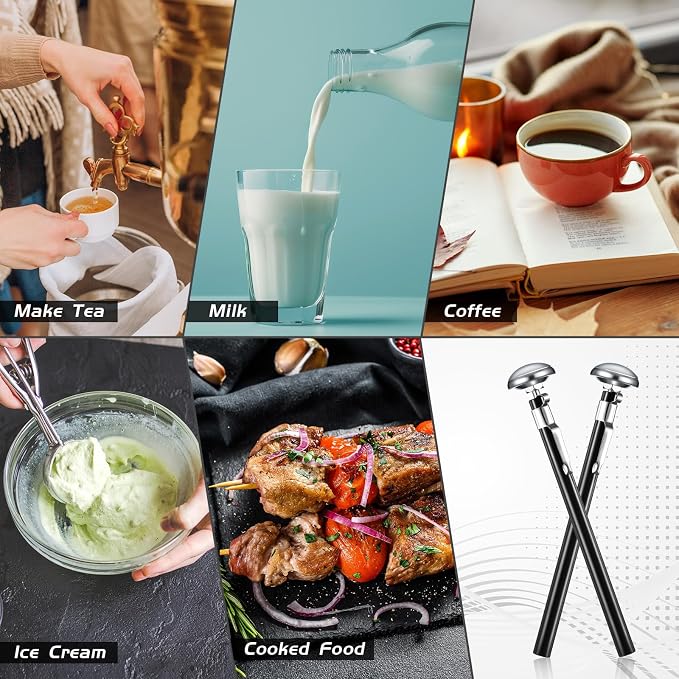 Xuhal 24 Pcs Stainless Steel Kitchen Thermometer with 5 Inch Long Stem 1 Inch Dial Thermometer Milk Frothing Food for Oven Probe Meat Grill BBQ Cooking Chocolate Water (Black)