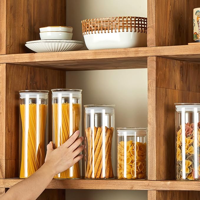 ZENS Glass Jars with Airtight Lid Set of 2, 37oz Kitchen Storage Jars | Clear Glass Canisters with Airtight Lids, Thick Borosilicate Glass Airtight Containers for Cereal, Dry Food Storage