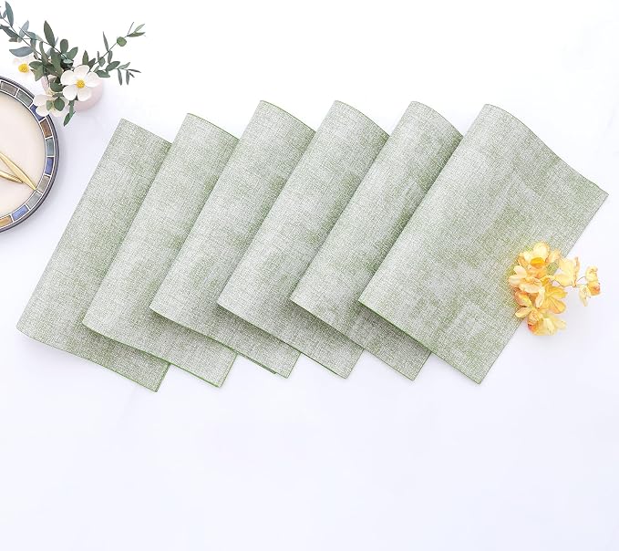 Homaxy PU Faux Leather Placemats for Dining Table, Set of 6, Grass Green | Waterproof Wipeable Washable Table Mats, Easy to Clean Anti-Slip Place Mats, 11.8" x 17"