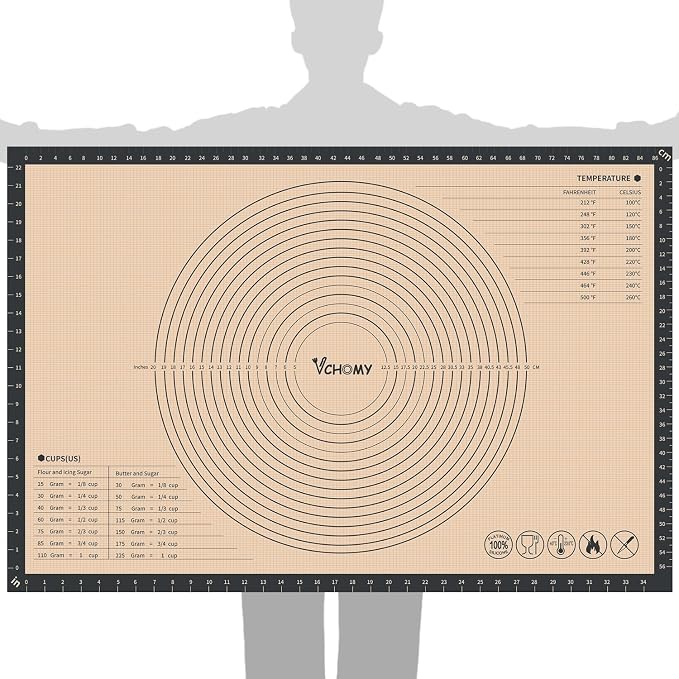 Extra Large Silicone Pastry Mat for Counter Rolling Dough,36x24 Inch,0.75mm Thick,Non Slip Silicone Baking Mat with Measurement(36 x 24 In,Grey)