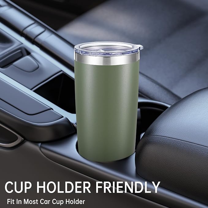 20 oz Tumblers Stainless Steel Tumbler with Lid, 1 Pack | Army Green, 20oz Insulated Coffee Mug, Double Wall Vacuum, Powder Coated Cup, for Hot and Cold Drinks