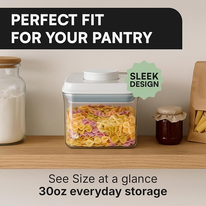 Bop Top Airtight Food Storage Containers | Pop-Top Lid | 3.5 Cups / 30 Oz | kitchen canister set, for flour, sugar, snacks, pasta, baking