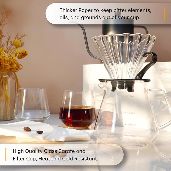 All in One Pour Over Coffee Set, Electric Coffee Grinder and Coffee Scale | Pour Over Coffee Maker Set with Coffee Carafe and V60 Filter, Camping Travel Coffee Maker Set, Ideal Birthday Gift Set
