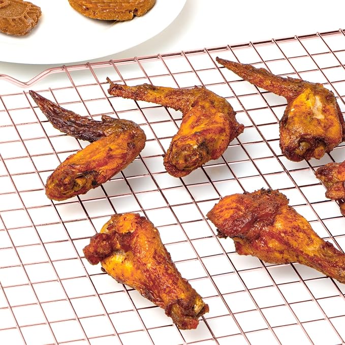 2PCS Cooling Rack for Cooking Baking, 16" x 10" Wire Rack, Rose Gold | Thick Wire Rack, Oven & Dishwasher Safe, for Roasting, Grilling, Drying, Fits Half Sheet Pan